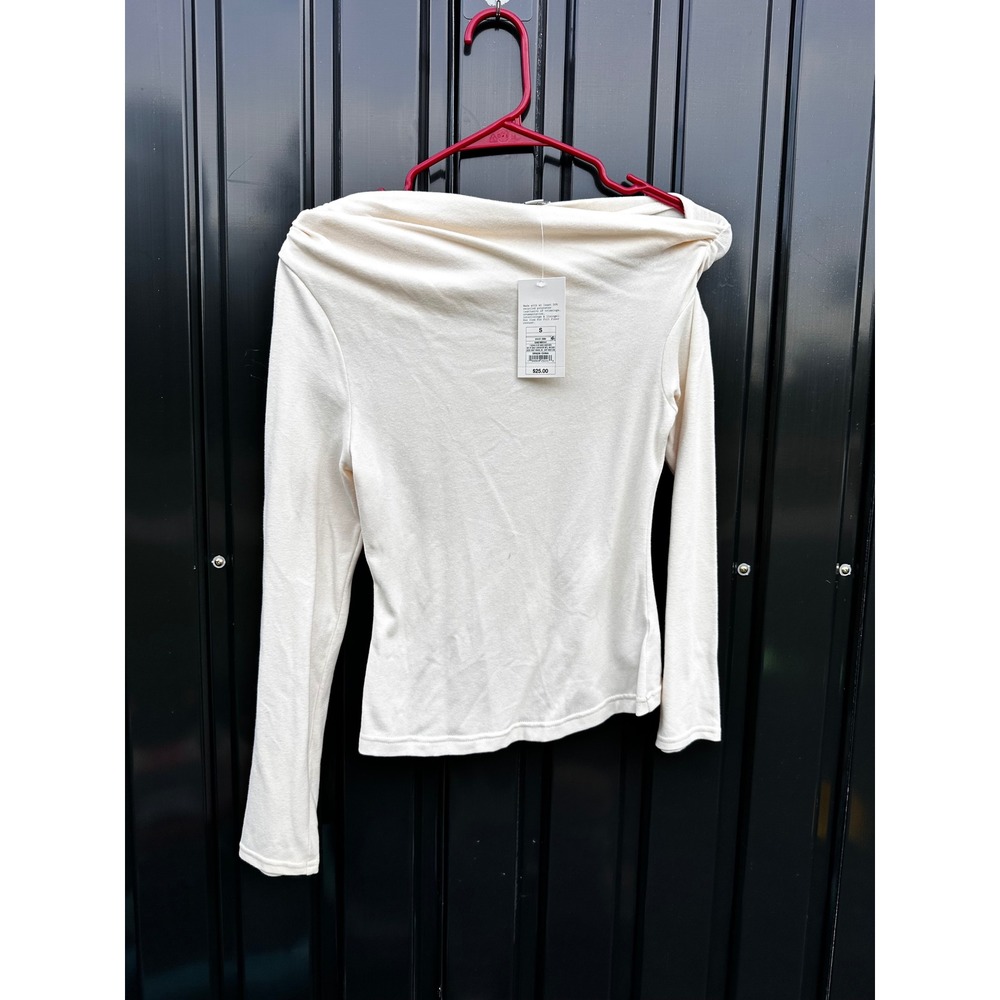 A New Day Cream Off The Shoulder Long Sleeve Top Small NWT